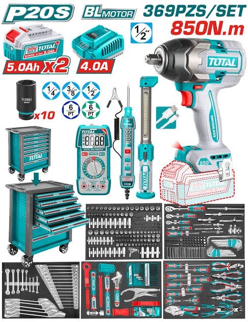 [THPTCS83692] THPTCS83692 Carrito Porta herramienta con Llave de Impacto 850Nm + 369PCS