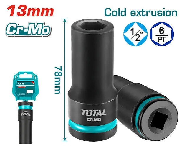 THDIS12132L Dado de impacto TUBULAR 13mm 1/2" TOTAL