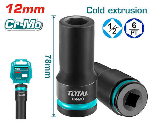 THDIS12122L Dado de impacto TUBULAR 12mm 1/2 TOTAL