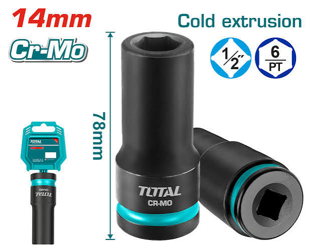 THDIS12142L Dado de impacto TUBULAR 14mm 1/2" TOTAL