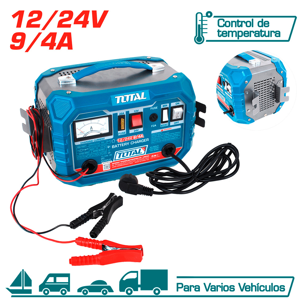TBC1601 Cargador De Baterías de Auto 12V/24V TOTAL