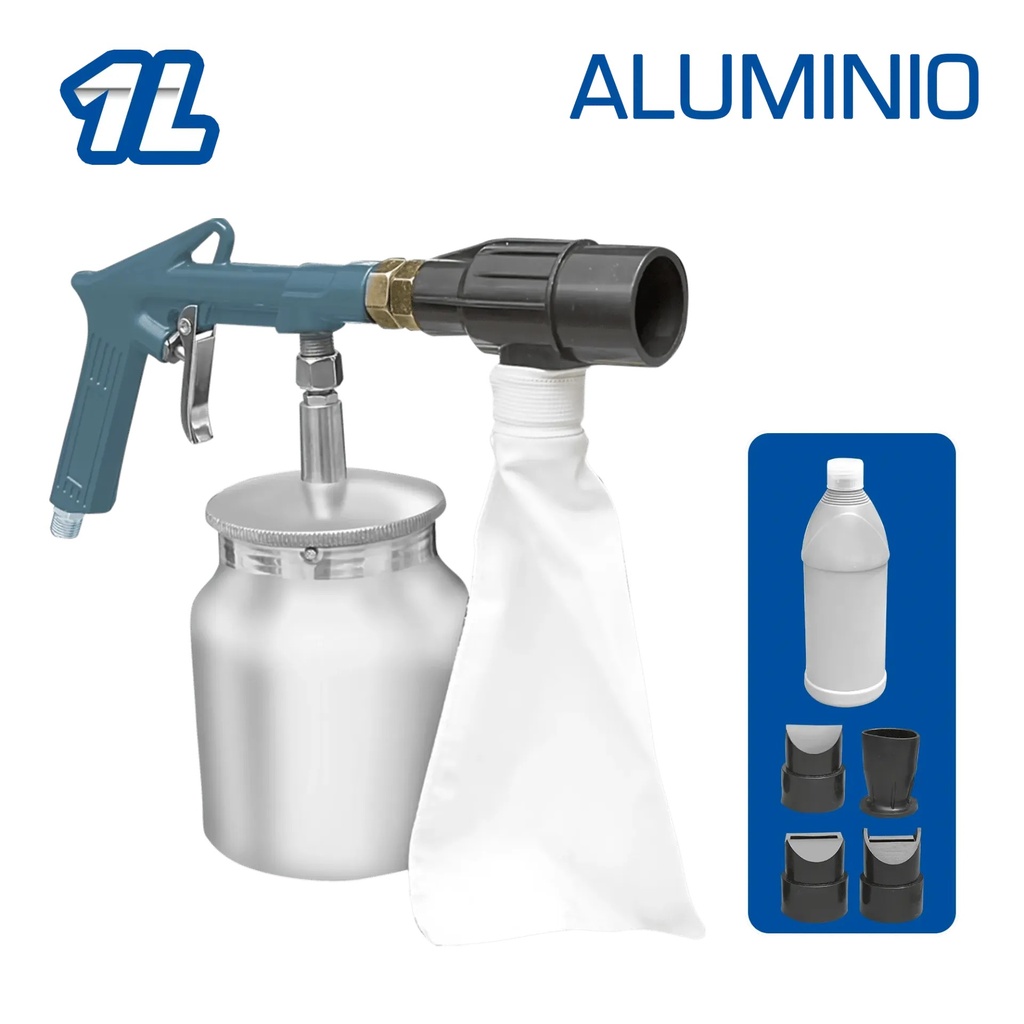 10463  LD-05 PISTOLA ARENADORA VASO  ALUMINIO C/ACCESORIOS