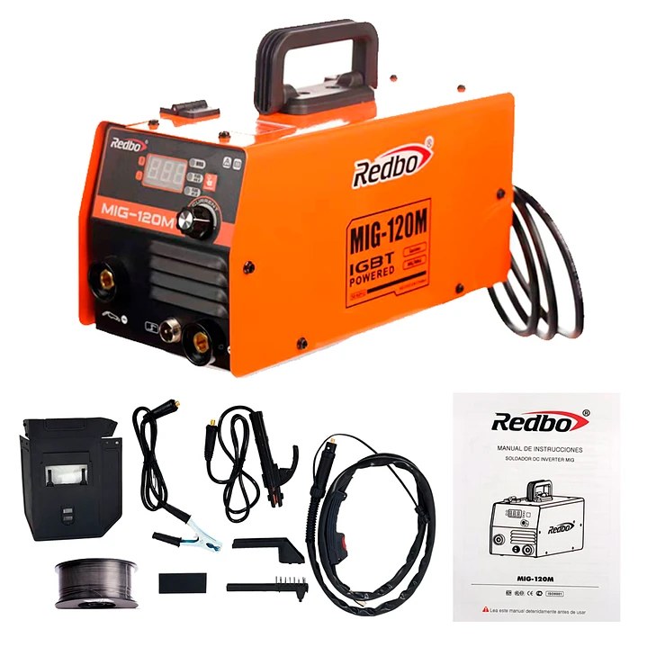 MIG120M MIG 120M SOLDADORA INVERTER MIG 50-120A /MMA 20-120 GASLESS 0.8 - 1.0 x 1kg SYNERGIC REDBO