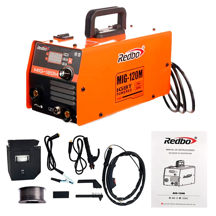 MIG120M MIG 120M SOLDADORA INVERTER MIG 50-120A /MMA 20-120 GASLESS 0.8 - 1.0 x 1kg SYNERGIC REDBO