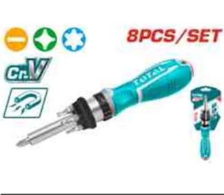 TACSD30086 Desarmador con punteras 8 pcs TOTAL