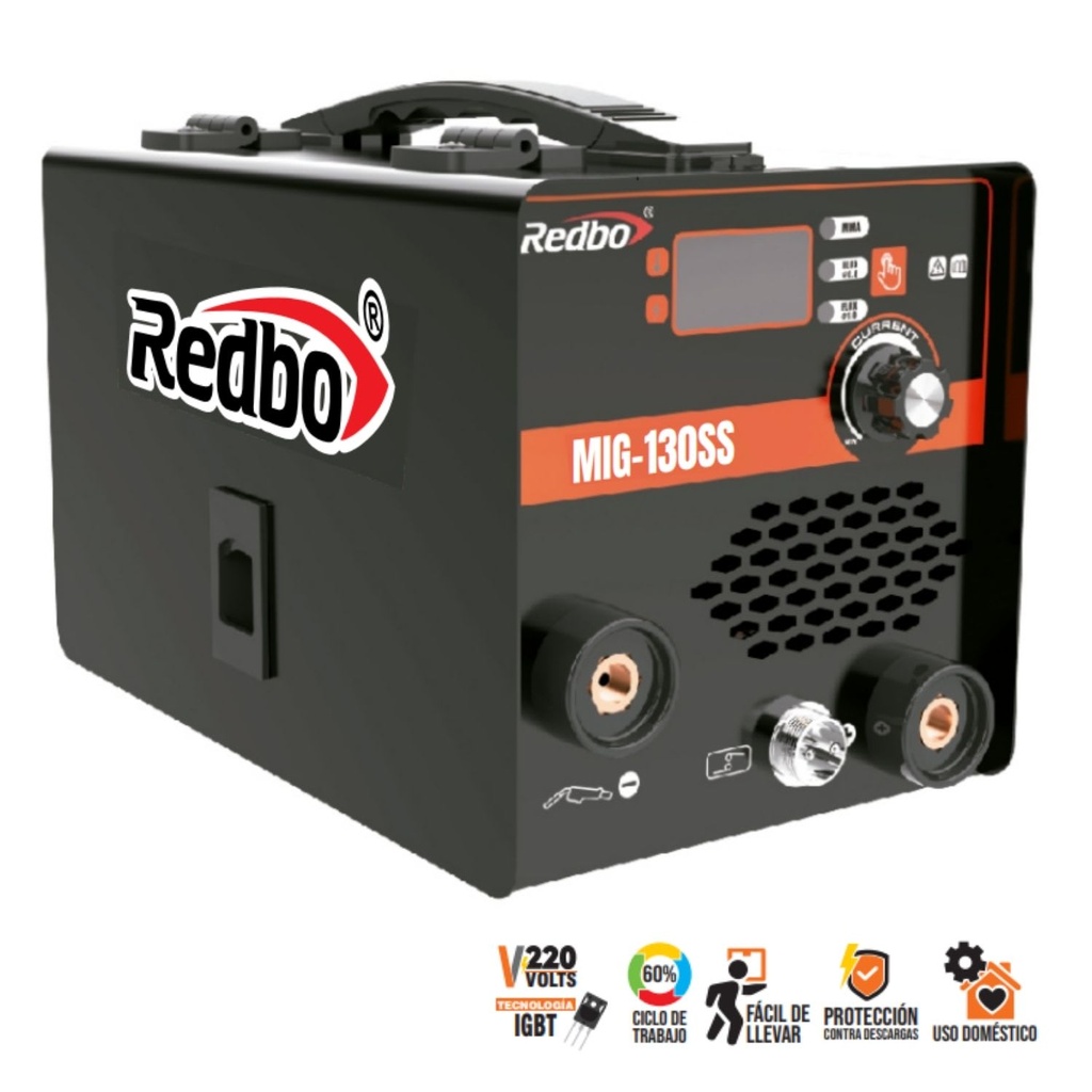 MIG130SS MIG130SS SOLDADORA INVERTER MIG 50-130A /MMA 20-120 GASLESS 0.8 - 1.0 x 1kg SYNERGIC REDBO