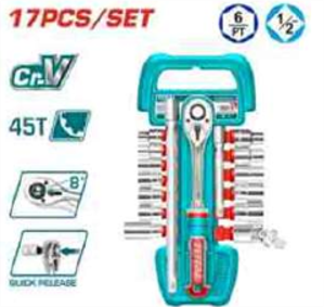 THT121171 Jgo x 17pcs Dados 1/2" con chicharra TOTAL