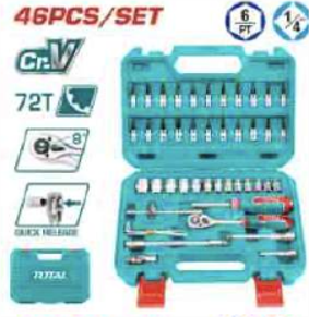 THT141462 Jgo x 46pcs Dados 1/4" , con chicharra TOTAL