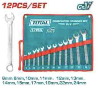 THT1022121 Jgo x 12pcs Llave Punta Corona 6-24mm TOTAL