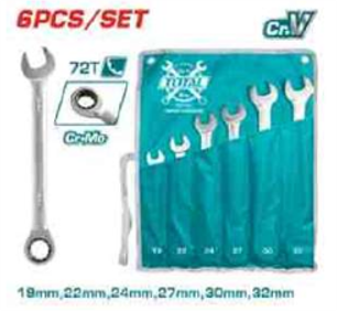 THT102RK061 Jgo x 6pcs Llave con rachet 19-32mm TOTAL