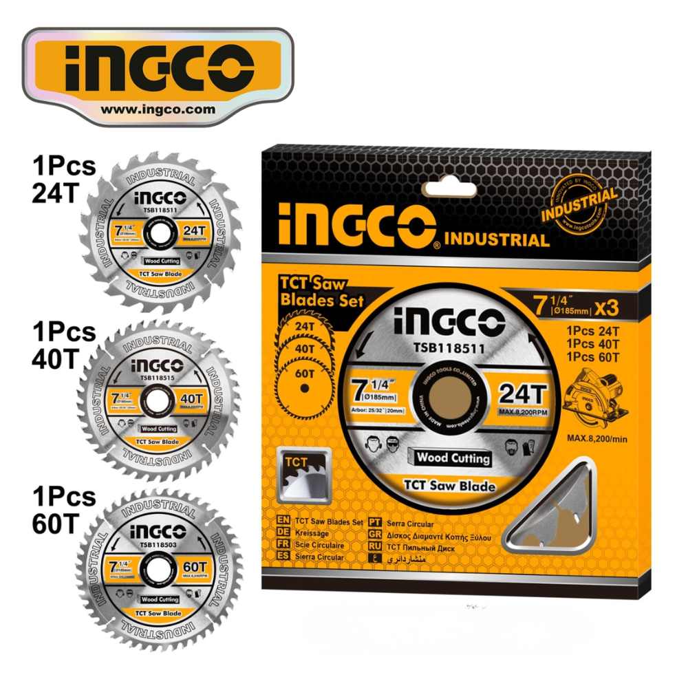 [TSB51852153] TSB51852153 SET DE DISCOS DE SIERRA 7 1/4 3PIEZAS INGCO