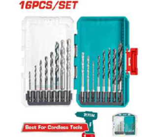 TACSDL11606 Jgo x16pcs Broca para metal, madera y concreto TOTAL