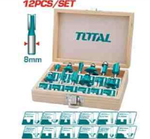 TACSR1121 Jgo x 12pcs Cuchilla Fresas para Ruteadora 8mm TOTAL