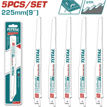 TRSB1111DF SET CUCHILLAS SIERRA SABLE 5PCS 225MM 6TPI BIM MILLED PARA MADERA CON CLAVO TOTAL