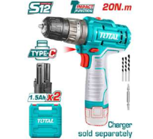 TIDLI12202 Atornillador 12v con percutor ENTRADA CTOTAL