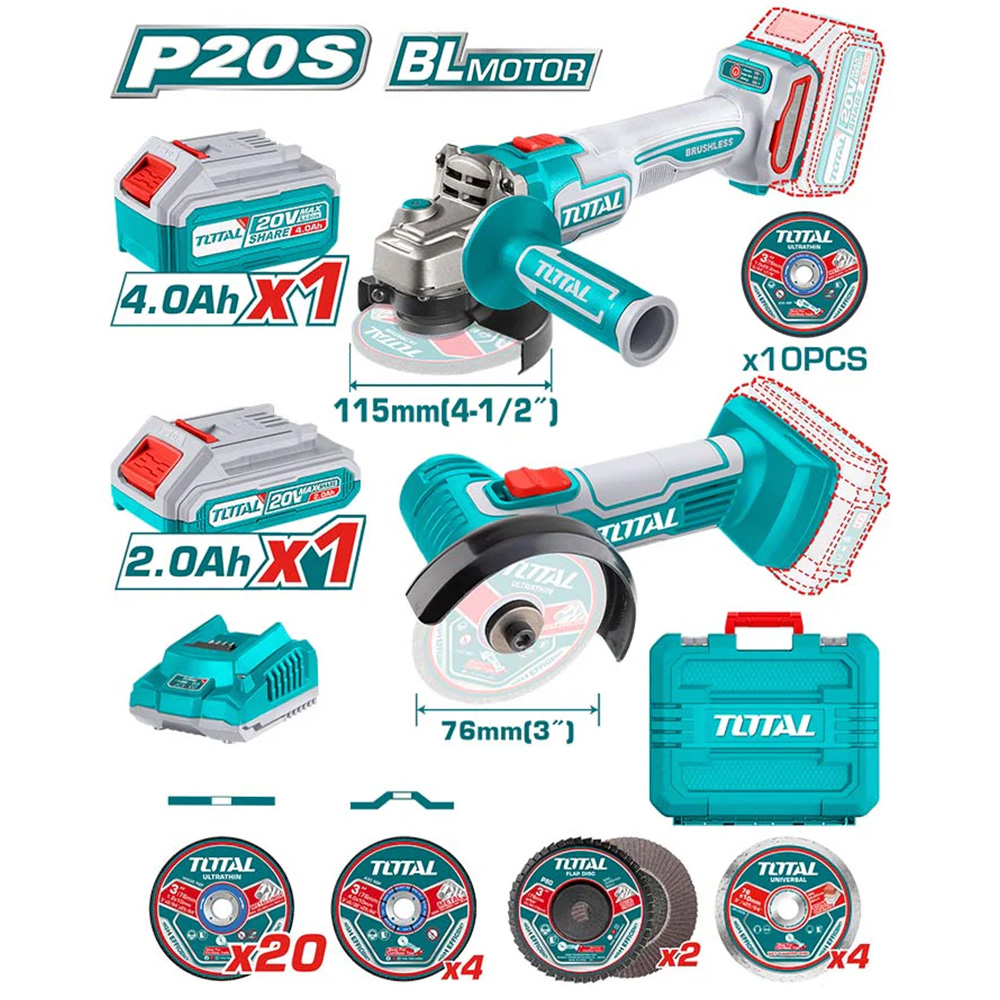 [TOSLI23120215] TOSLI23120215 Mega Combo Amoladora y Mini Amoladora 20V en MALETATOTAL