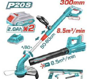 TOSLI23024 Mega Combo Cortadora de Pasto + Sopladora 20VTOTAL