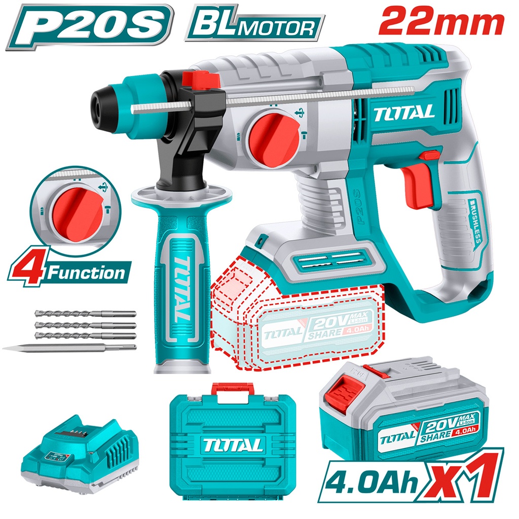 [TRHLI202081] TRHLI202081 Rotomartillos PLUS LIVIANO 20V en maleta TOTAL