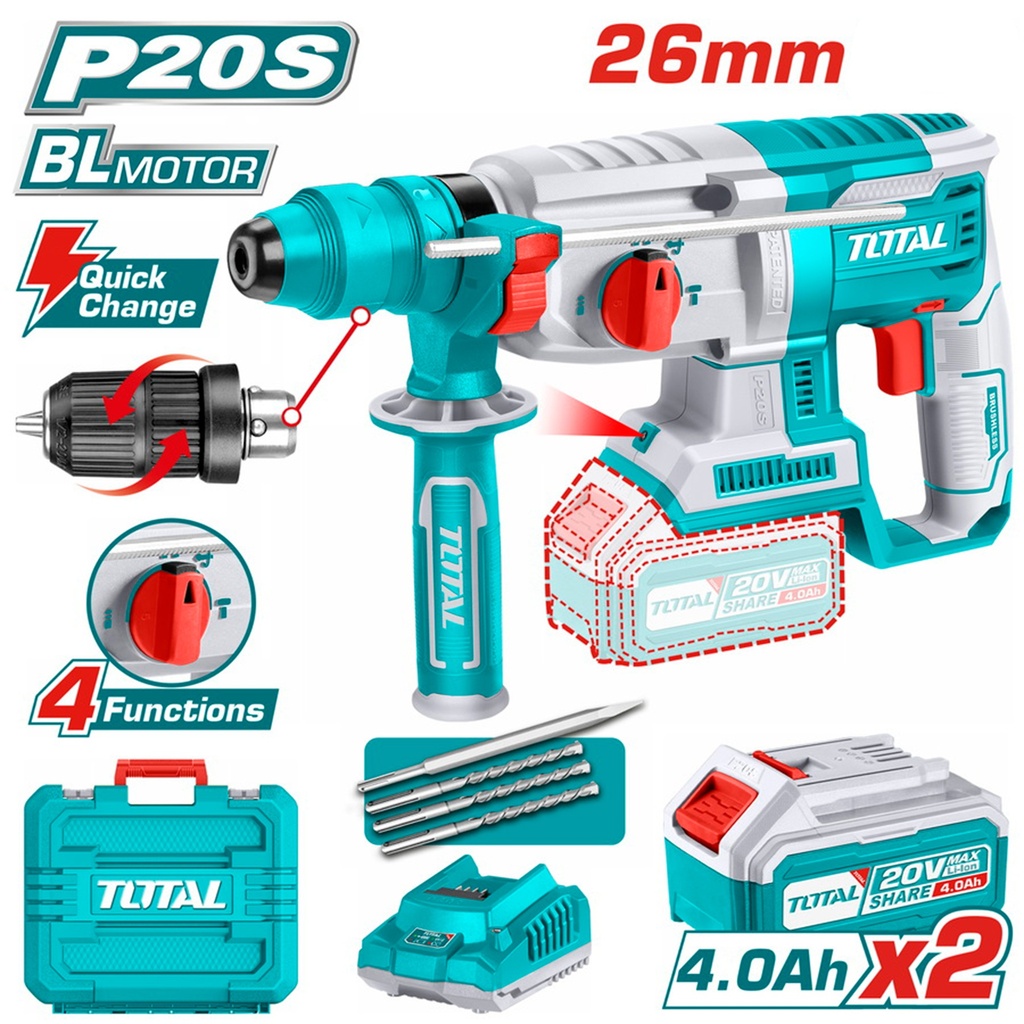 [TRHLI202289] TRHLI202289 Rotomartillos PLUS 20V con acople para broca EN MALETA TOTAL