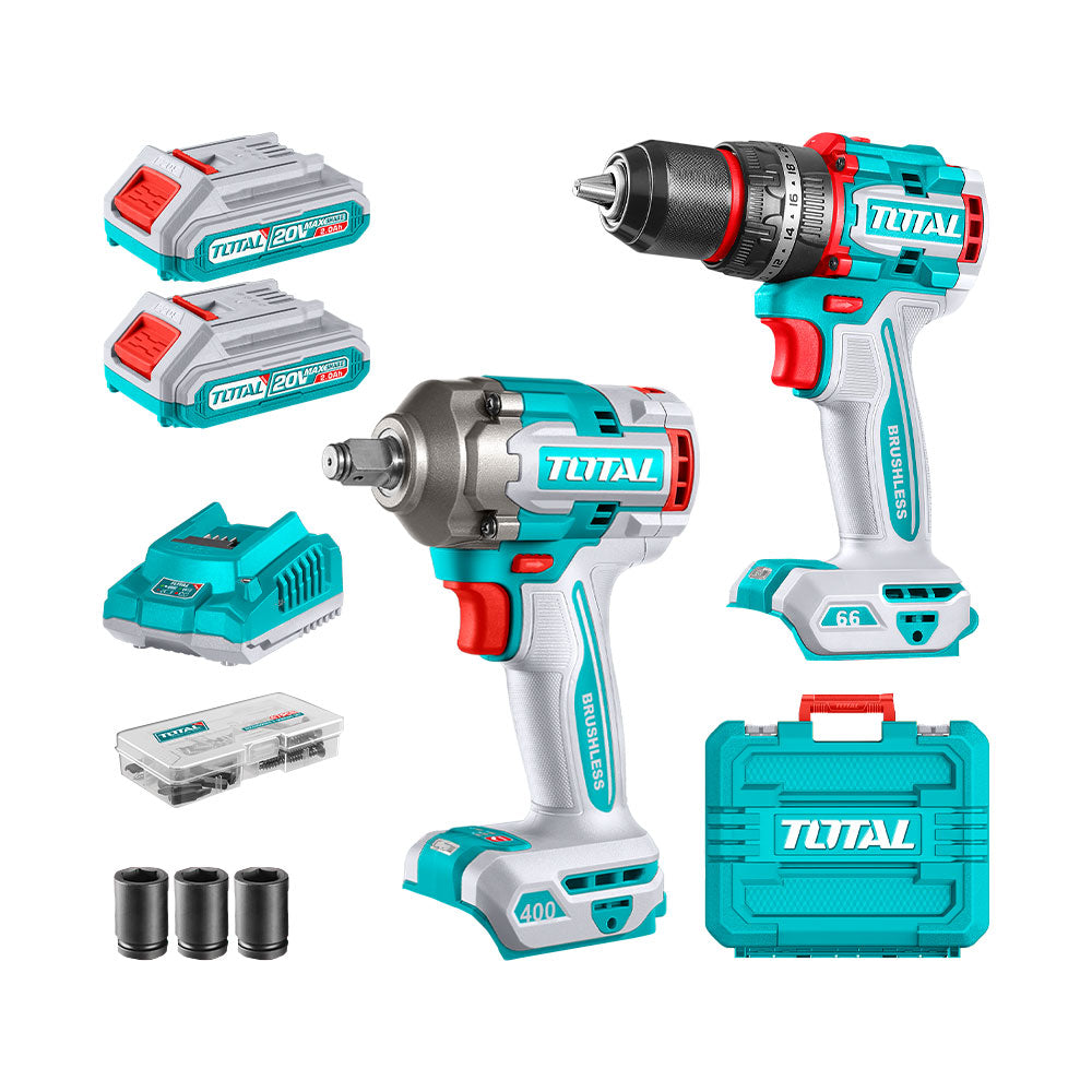[TCKLI20275] Tckli20275 Combo Atornillador con Percutor y Pistola Impacto 20V en Maleta TOTAL