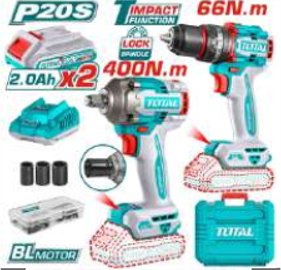 Tckli20275 Combo Atornillador con Percutor y Pistola Impacto 20V en MaletaTOTAL