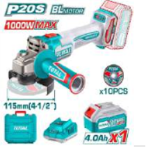 TAGLI271531 Amoladora BRUSHLESS 20V, con 1 Batería y en MALETATOTAL