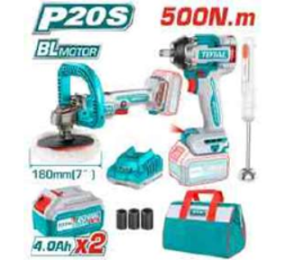 TOSLI240686 Mega Combo Llave de Impacto 1/2" 500N.m. + Pulidora 20V TOTAL