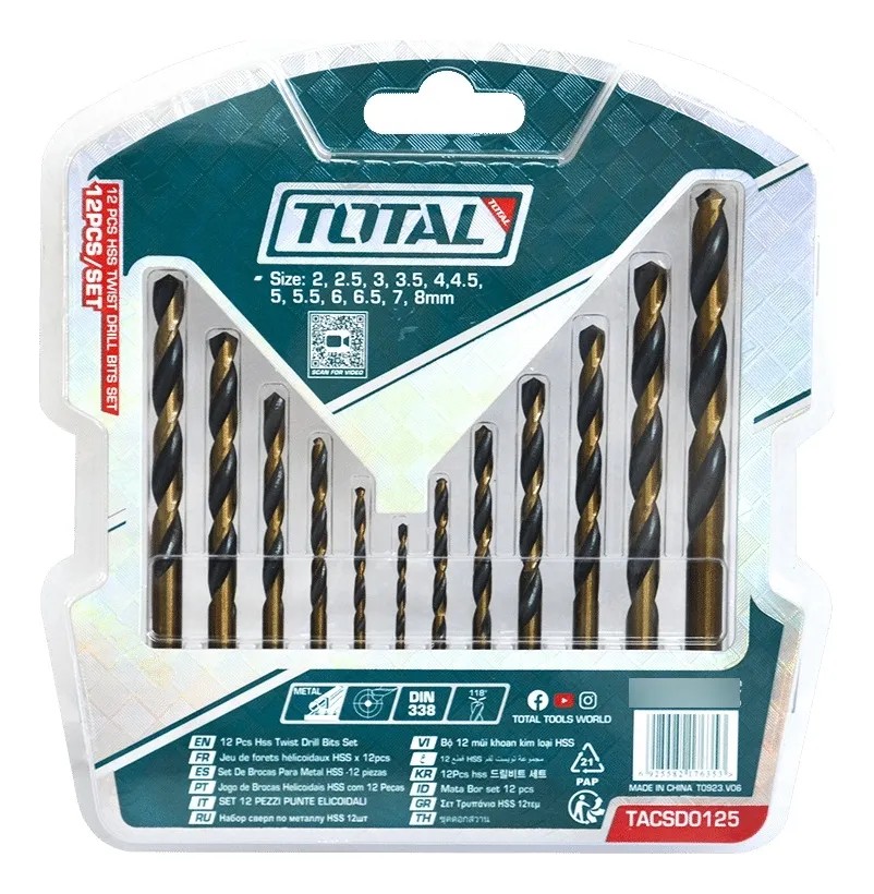 [TACSD0125] TACSD0125 Jgo x 12pcs Brocas HSS para Metal TOTAL